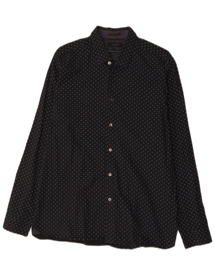 Мужская рубашка Ted Baker, размер 6, 2XL, черный хлопок с геометрическим рисунком