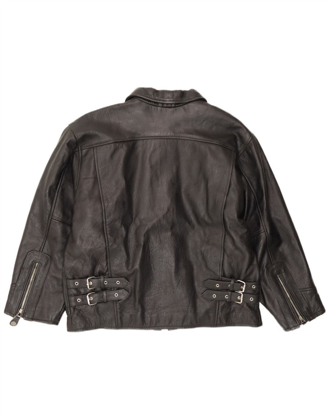 Винтажная мужская кожаная куртка EU 54 2XL, черная кожа