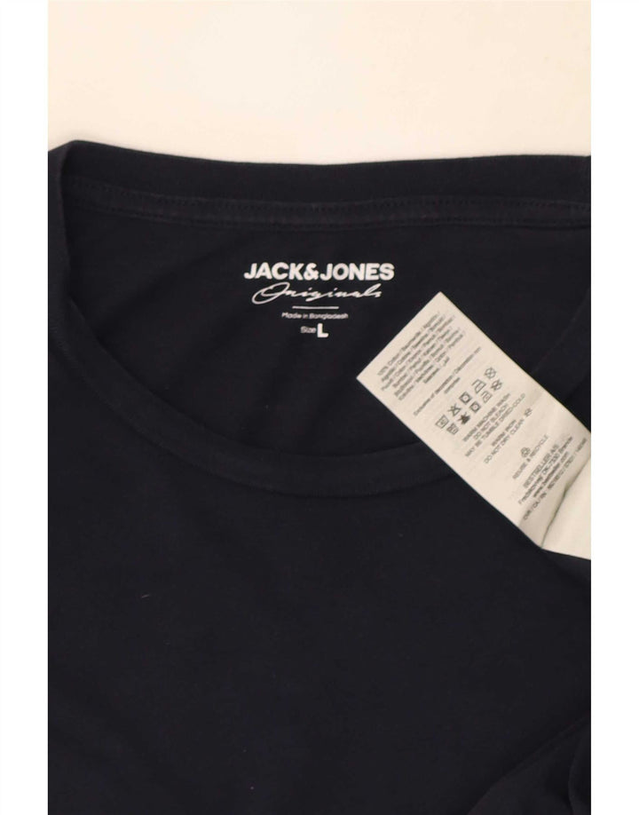 Мужской топ Jack & Jones с длинным рукавом, большой размер, темно-синий, хлопок