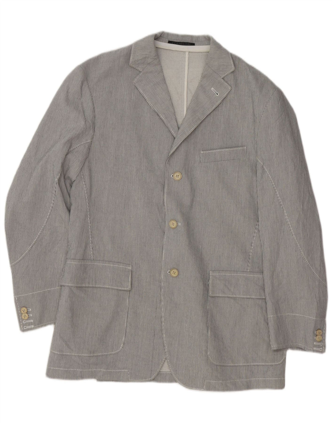 Corneliani Мужской пиджак на 3 пуговицах UK 36 Маленький серый в тонкую полоску