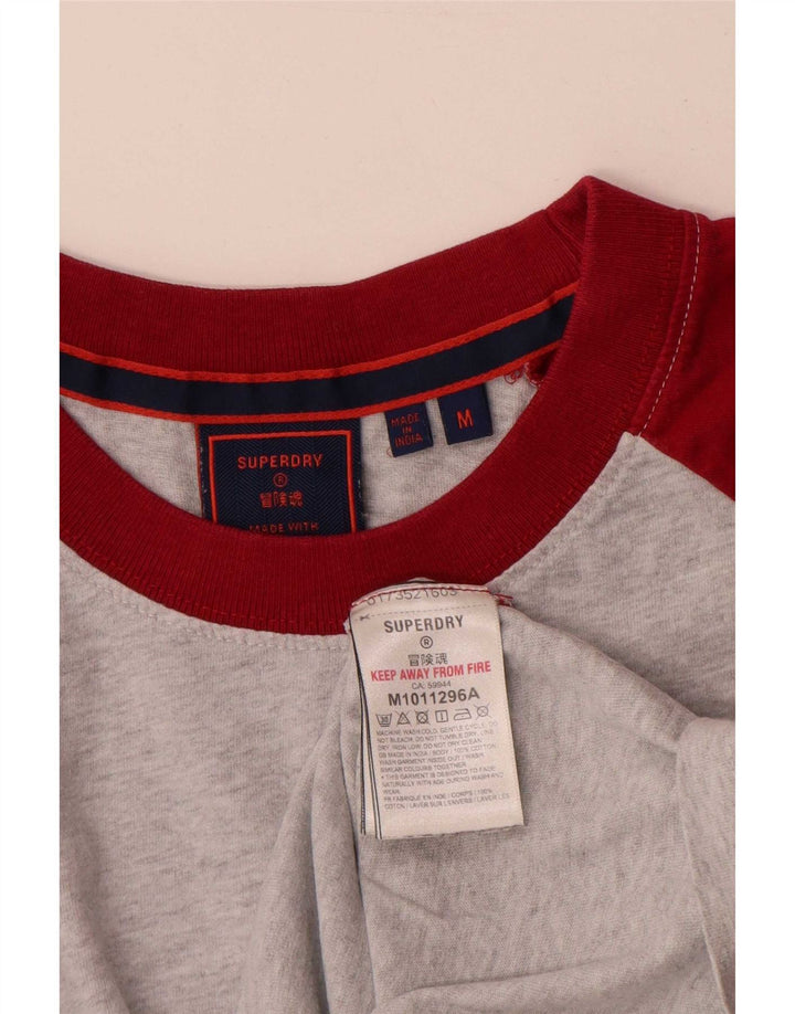 Мужская футболка Superdry Top из хлопка среднего серого цвета с цветными блоками