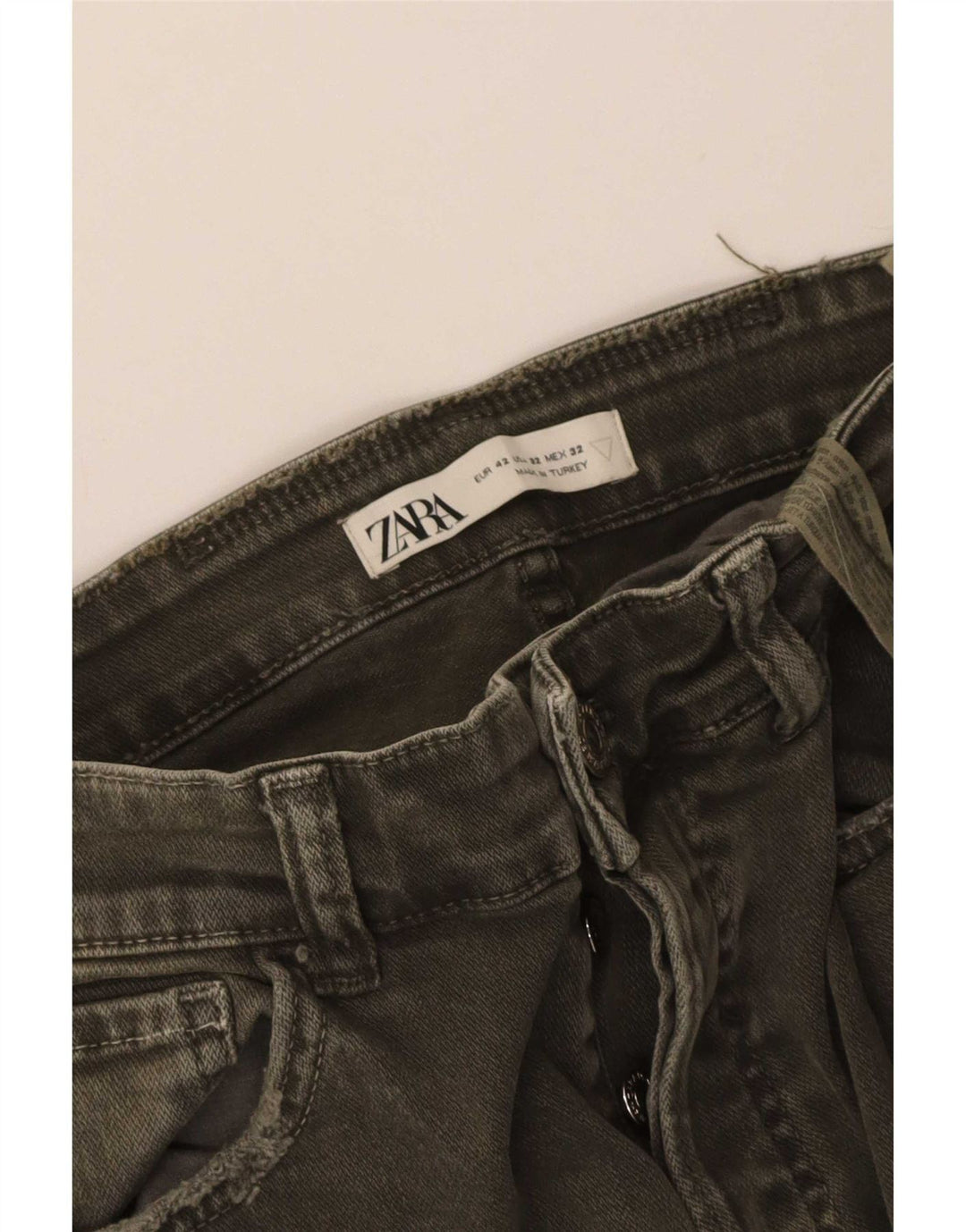 Мужские потертые узкие джинсы Zara EU 42 Medium W32 L27 Хаки Хлопок