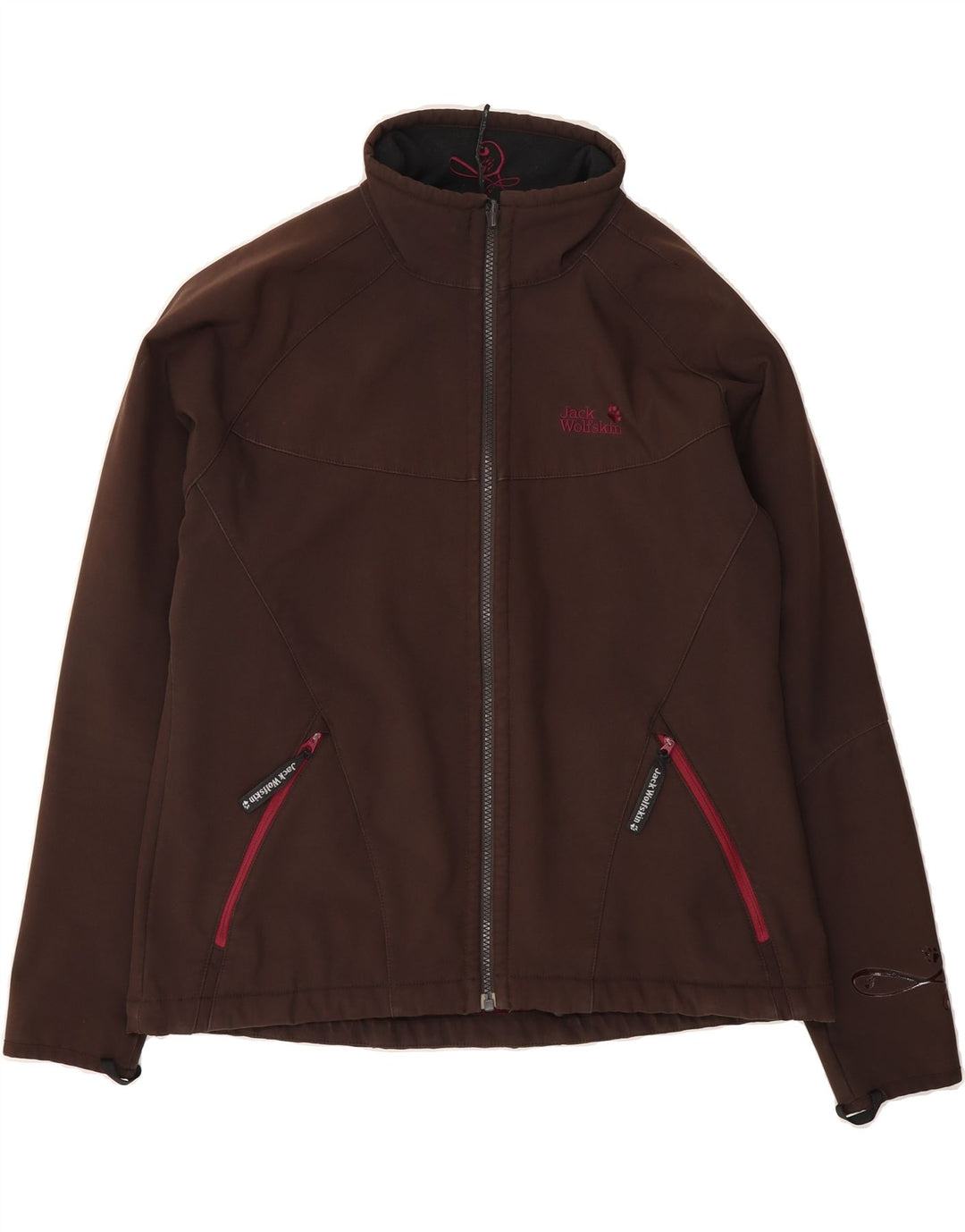 JACK WOLFSKIN Womens Graphic Windbreaker Jacket UK 16 Large Brown Vintage Jack Wolfskin and Second-Hand Jack Wolfskin from Messina Hembry 