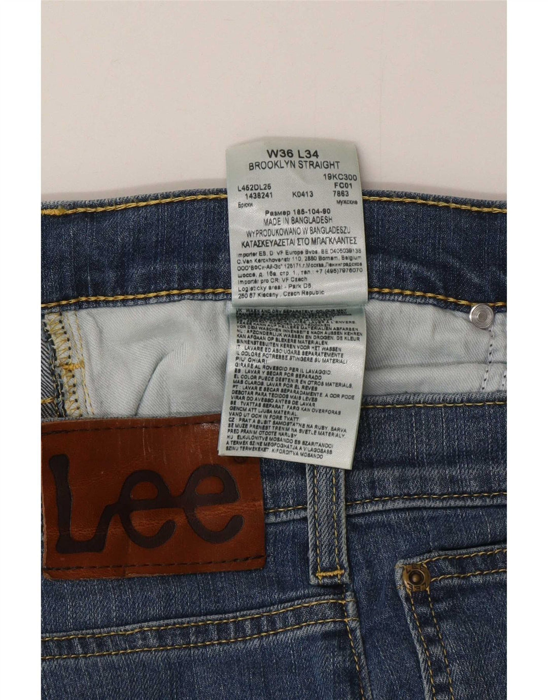 Мужские прямые джинсы Lee Brooklyn W36 L32, синий хлопок