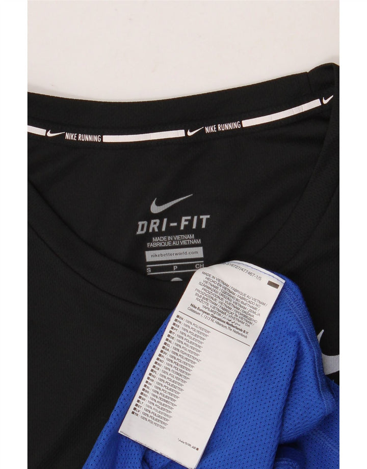 Мужская футболка NIKE Dri Fit, маленький черный полиэстер с цветными блоками