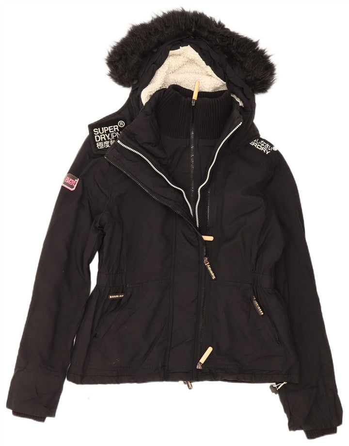 Женская ветровка с капюшоном Superdry UK 16, большой черный полиэстер