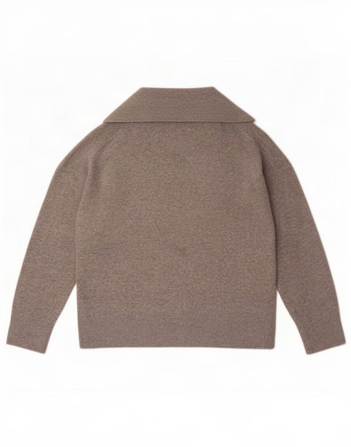 Женский свободный джемпер с воротником поло Massimo Dutti UK 12, средний серый цвет