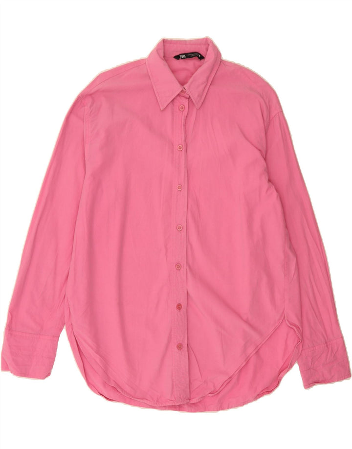 ZARA Womens Oversized Shirt UK 6 XS Pink Cotton Vintage Zara and Second-Hand Zara from Messina Hembry 