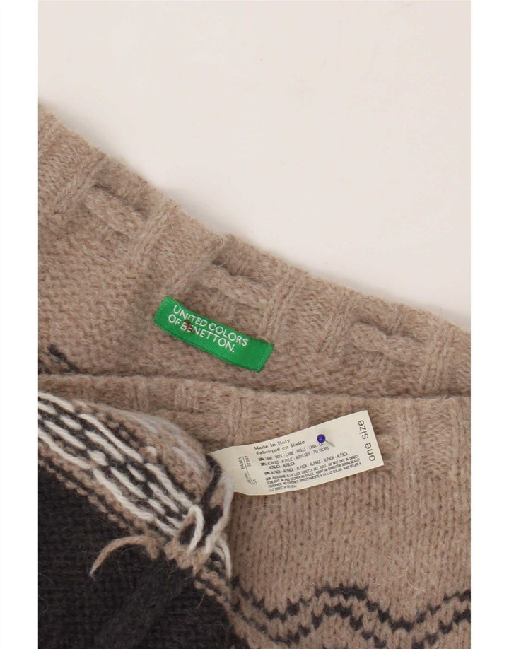 Женская трикотажная юбка миди Benetton, один размер, коричневая, шерстяная, с геометрическим рисунком, в этническом стиле