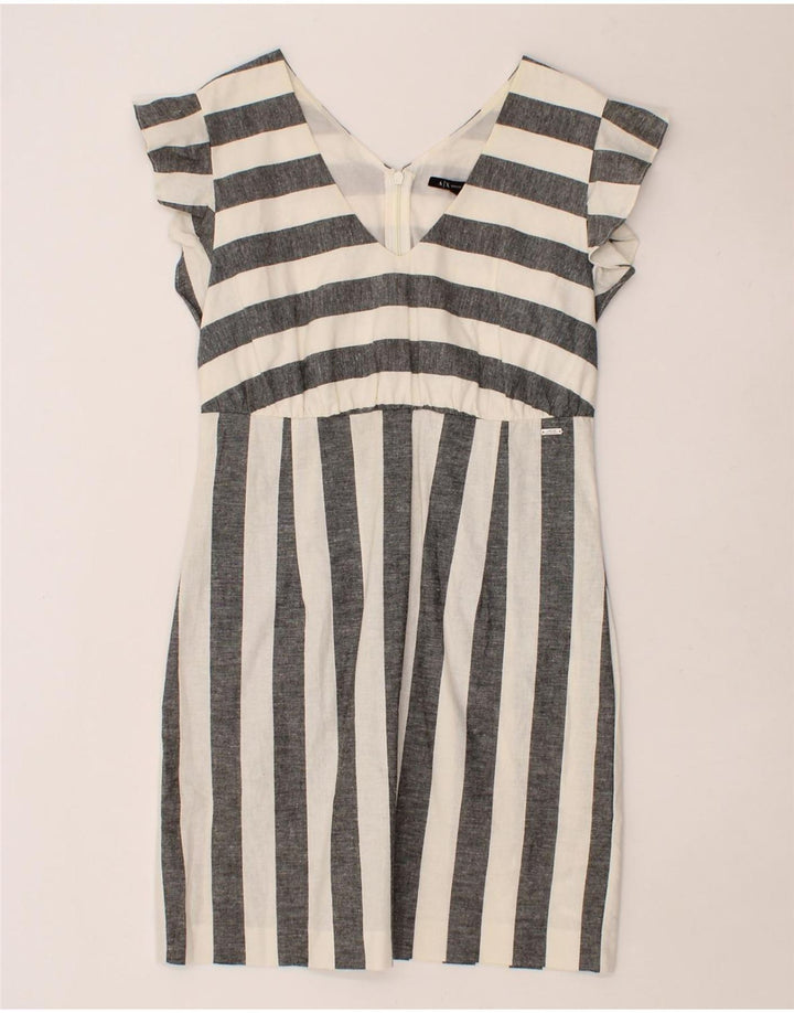ARMANI EXCHANGE Womens Shift Dress US 8 Medium Grey Striped Cotton Vintage Armani Exchange and Second-Hand Armani Exchange from Messina Hembry 