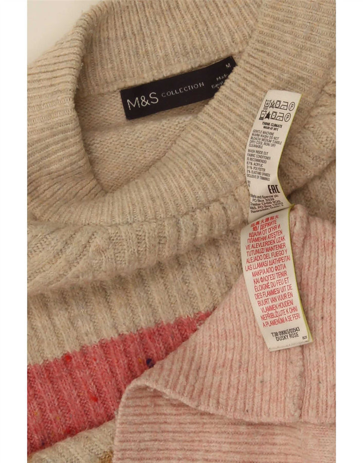 Женский джемпер с круглым вырезом Marks & Spencer UK 16, средний розовый в полоску
