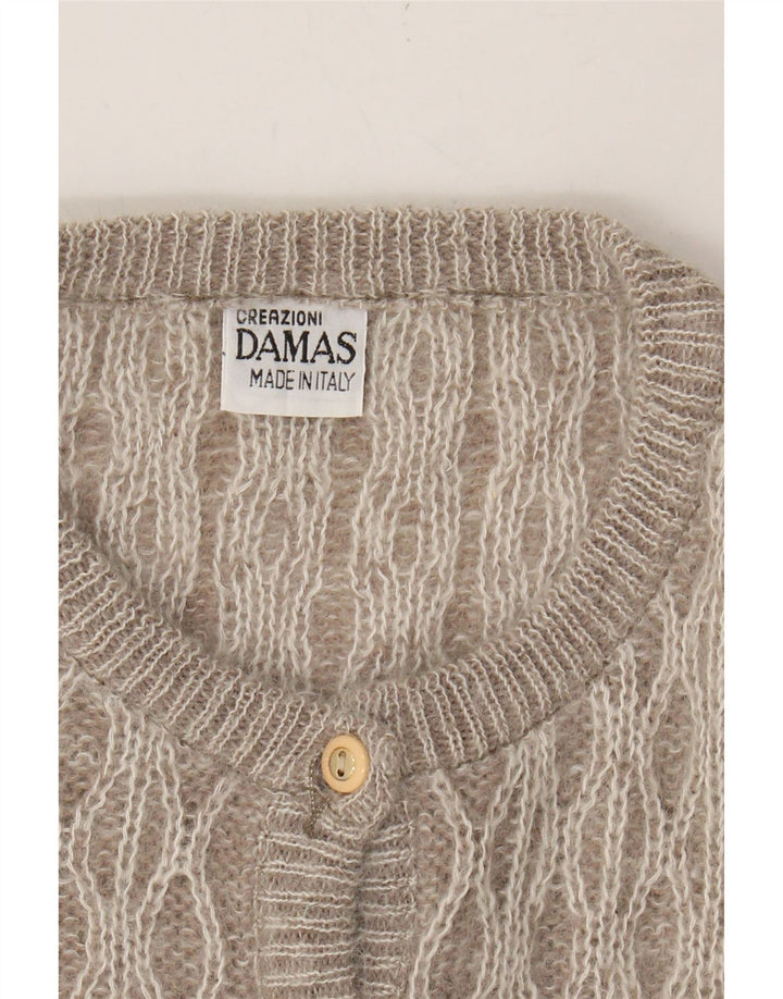 VINTAGE Womens Cardigan Sweater UK 16 Large Grey Argyle/Diamond Vintage Vintage and Second-Hand Vintage from Messina Hembry 