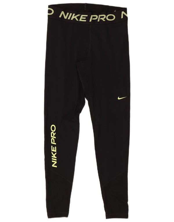 Женские леггинсы с рисунком Nike Dri Fit UK 12, средний черный, полиэстер