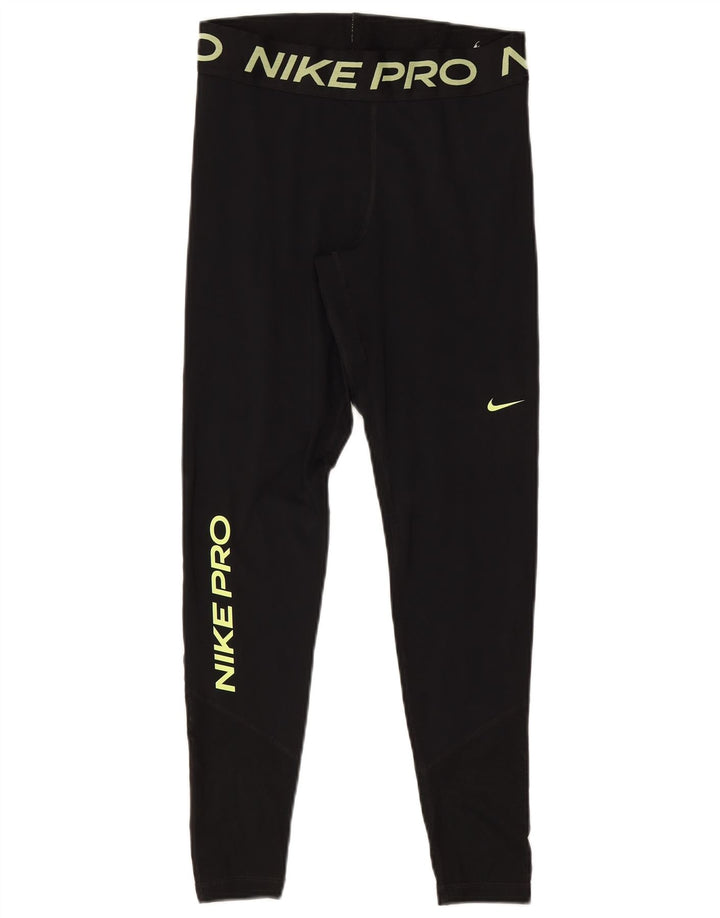 Женские леггинсы с рисунком Nike Dri Fit UK 12, средний черный, полиэстер