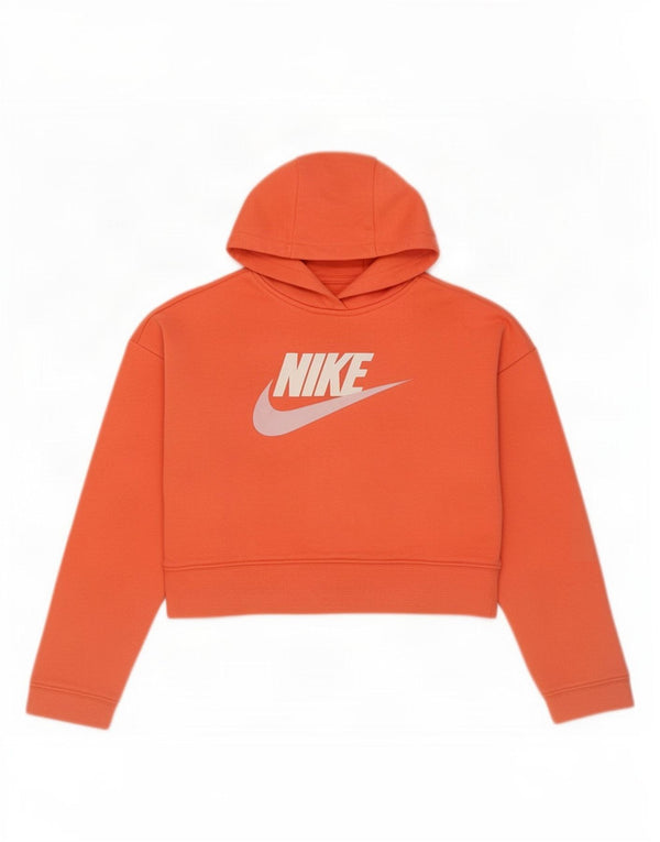 Укороченный джемпер с капюшоном с рисунком для девочек Nike, 10–11 лет, хлопковый средний оранжевый цвет