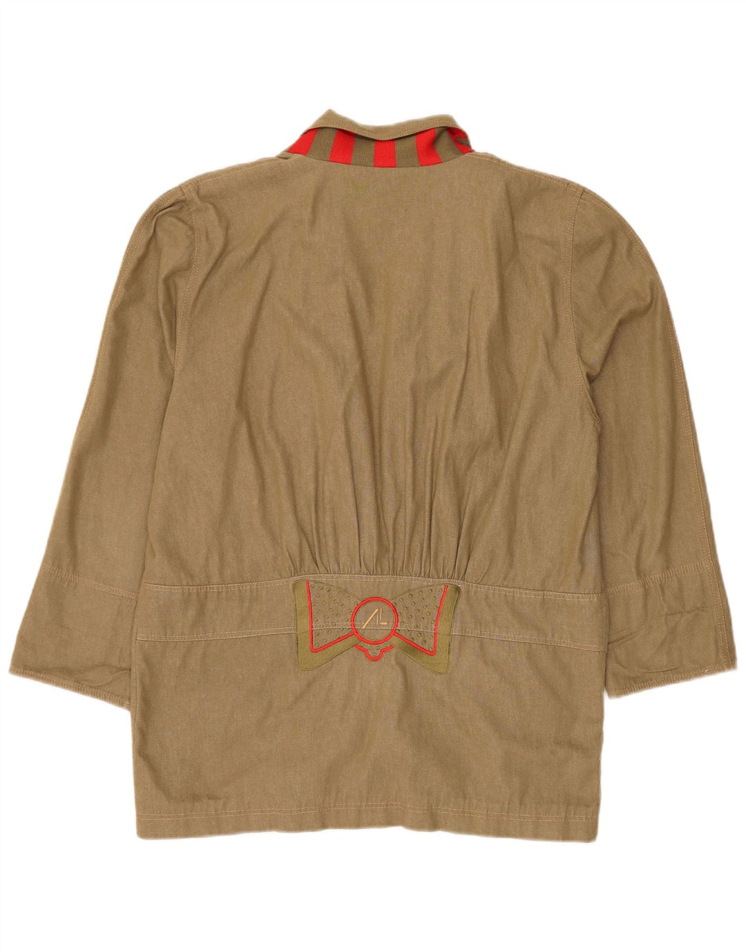 Винтажный женский удлиненный пиджак на 3 пуговицах IT 42, хлопковый средний зеленый цвет