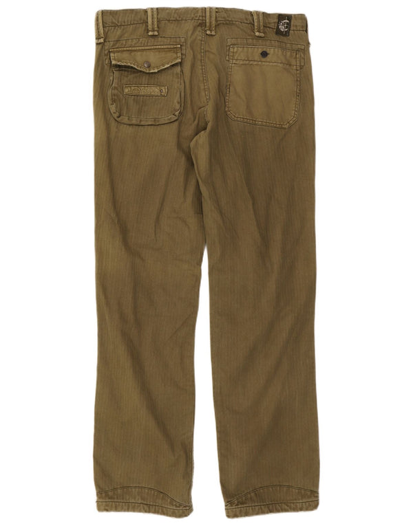 Винтажные мужские прямые брюки чинос IT 54 2XL W38 L33 Хаки с узором «елочка»