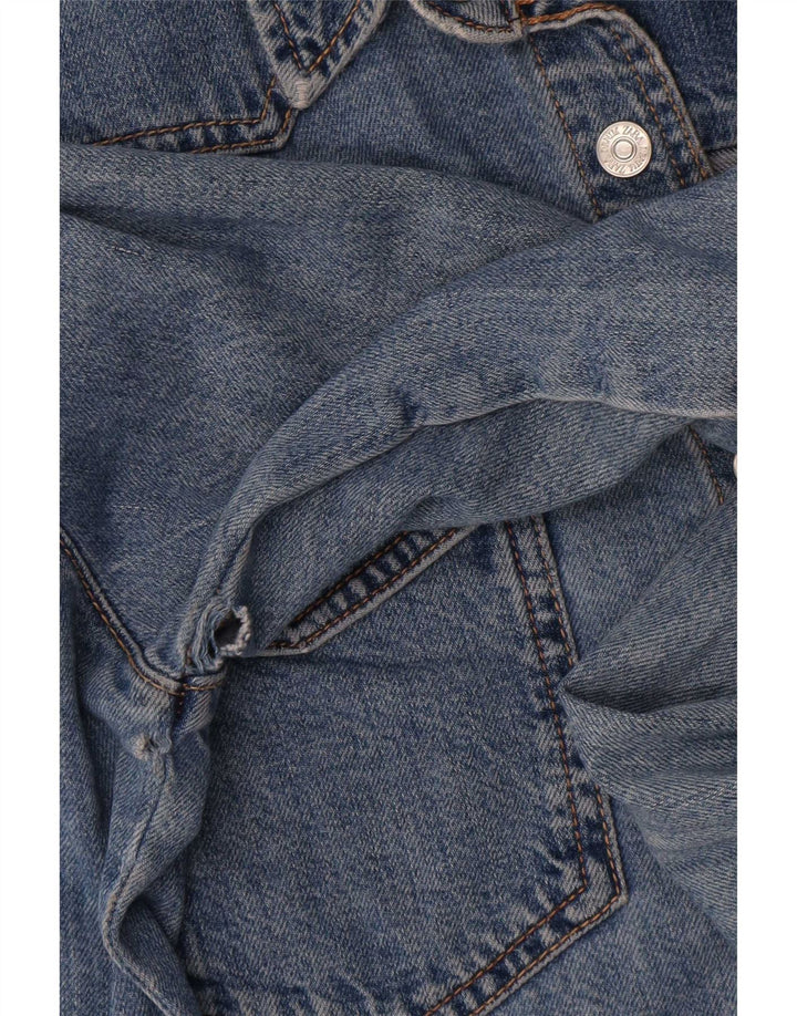 Женская джинсовая рубашка Zara UK 14, хлопок среднего синего цвета