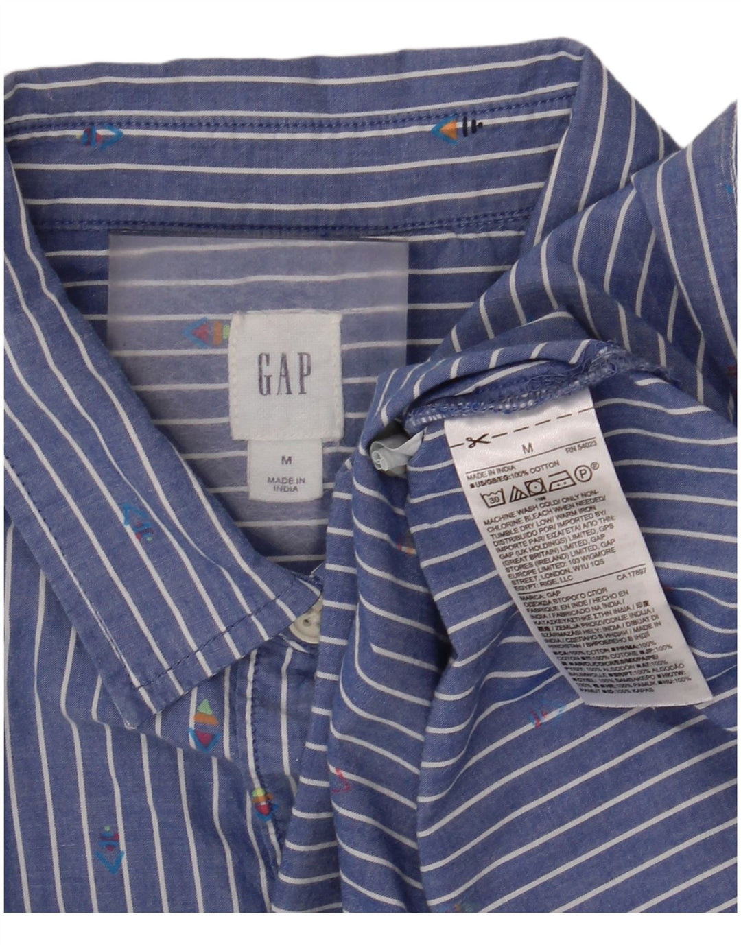 Женское платье-рубашка GAP UK 14, хлопок среднего синего цвета в тонкую полоску