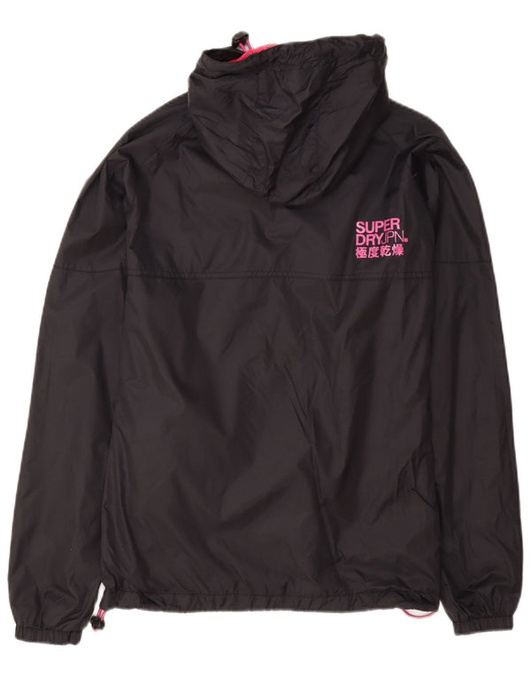 Женская дождевик с капюшоном и графикой Superdry UK 6 XS, черный нейлон