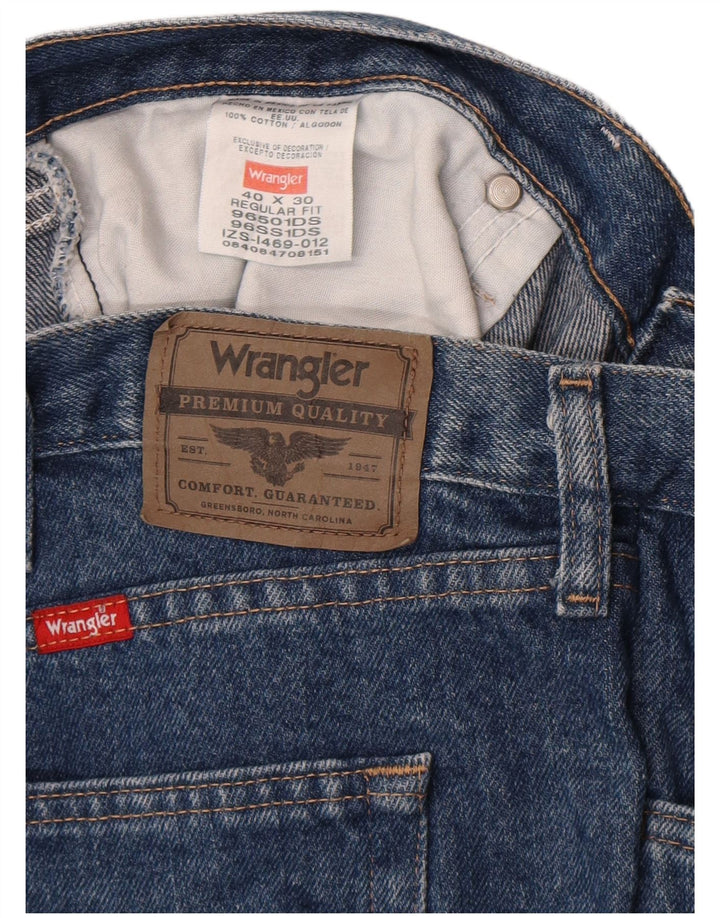 Мужские прямые джинсы Wrangler стандартного кроя W40 L30, синий хлопок
