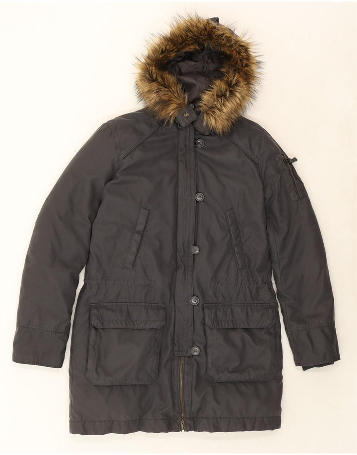 NAPAPIJRI Womens Hooded Padded Coat UK 16 Large Grey Polyester Vintage Napapijri and Second-Hand Napapijri from Messina Hembry 