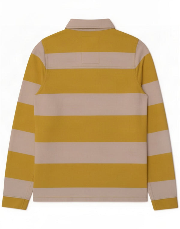 Fat Face Womens Long Sleeve Rugby Polo Shirt UK 10 Small Yellow Striped
