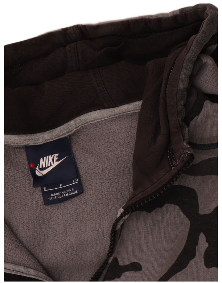 Мужской свитер с капюшоном на молнии Nike, маленький серый камуфляжный хлопковый свитер