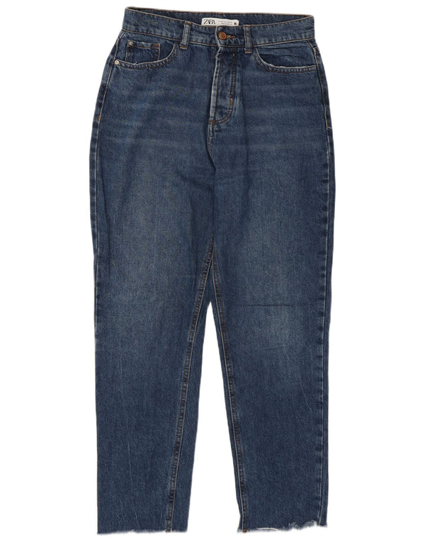 Женские зауженные джинсы Zara с высокой талией EU 36 XS W26 L26, синий хлопок