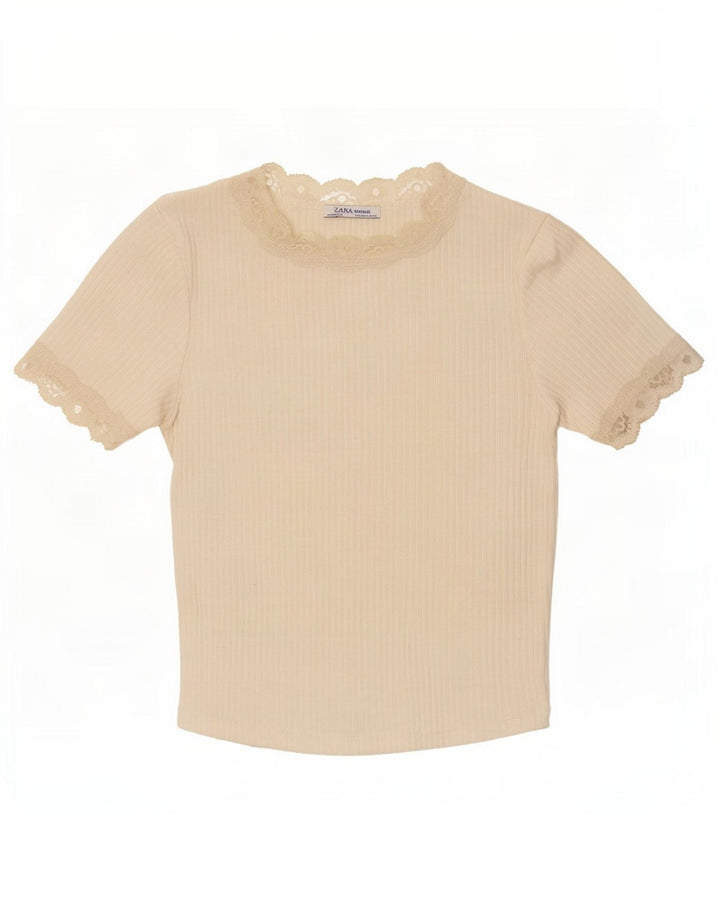 Женская укороченная блузка Zara UK 12, средний белый