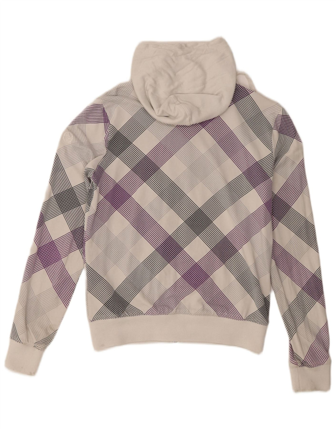 Женский джемпер с капюшоном Sergio Tacchini UK 8, маленький белый в клетку