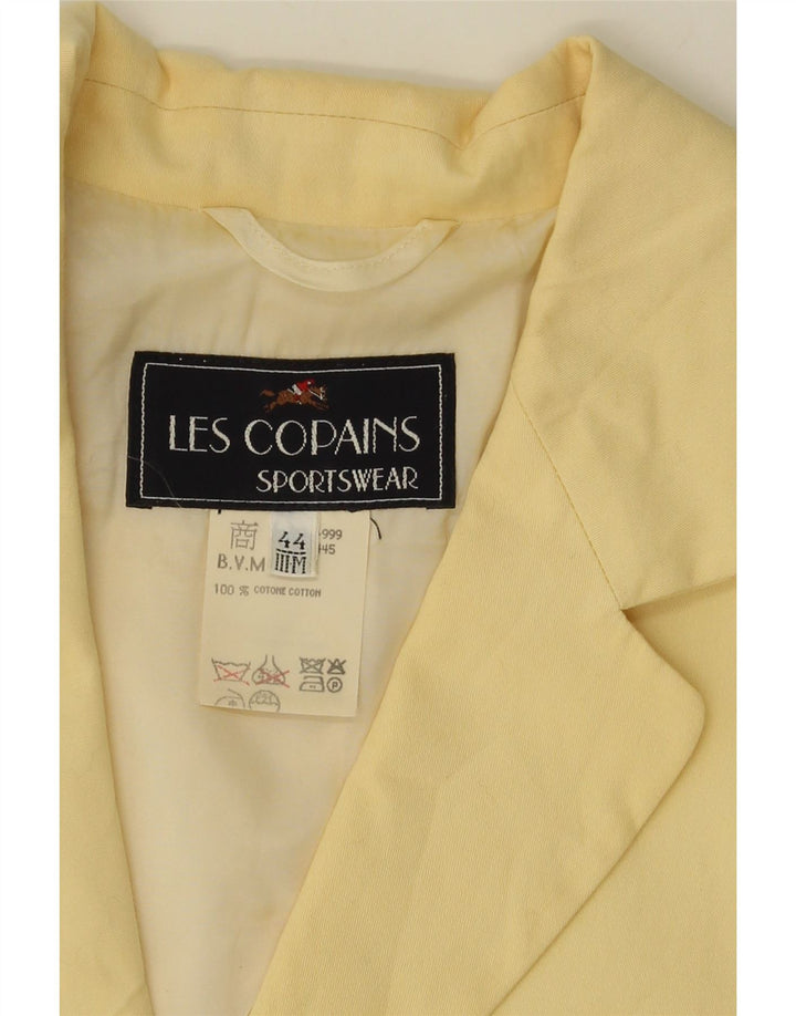 LES COPAINS Womens Short Sleeve Cardigan Top IT 44 Medium Yellow Cotton Vintage Les Copains and Second-Hand Les Copains from Messina Hembry 