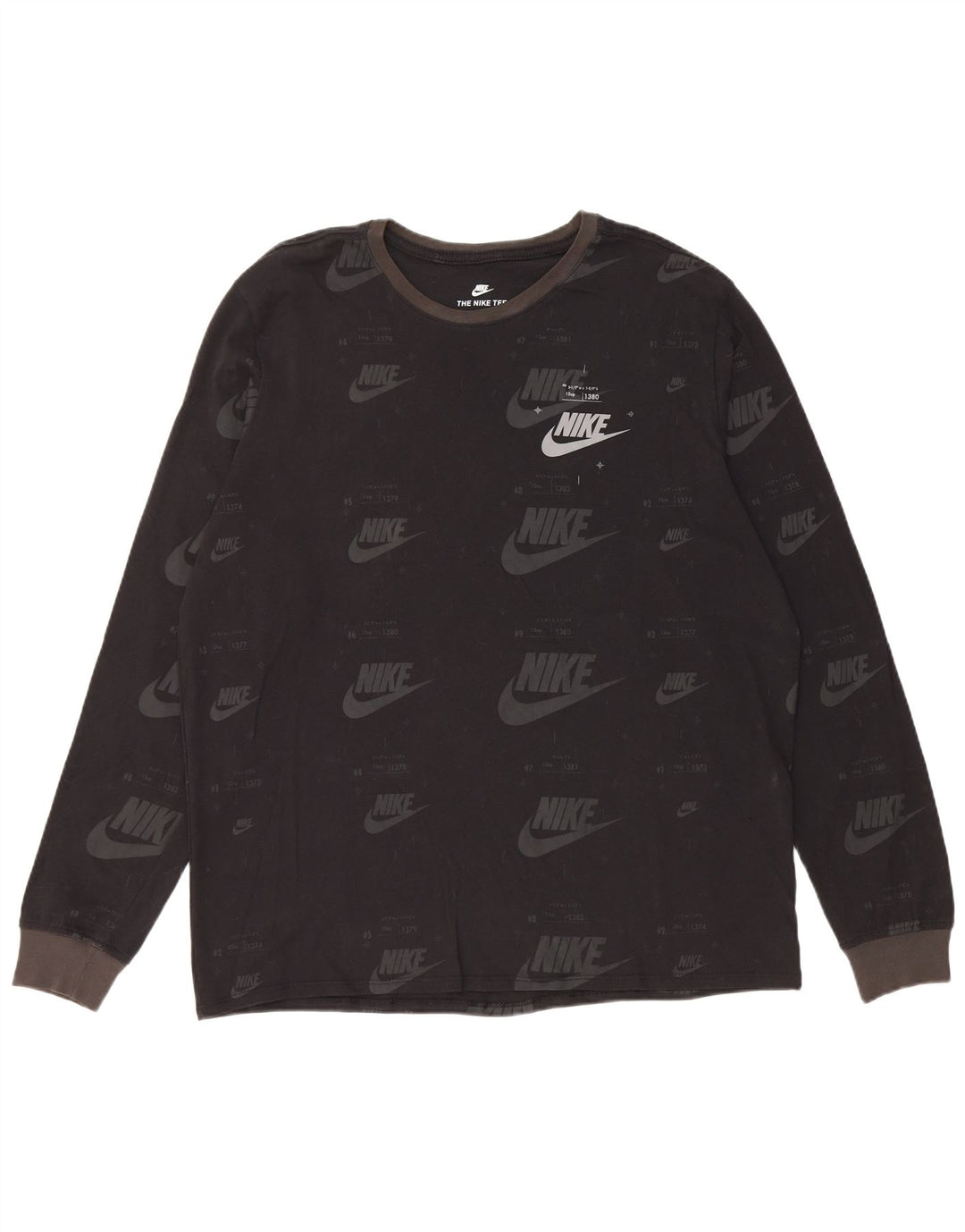 Мужской топ с рисунком Nike с длинным рукавом XL, черный хлопок
