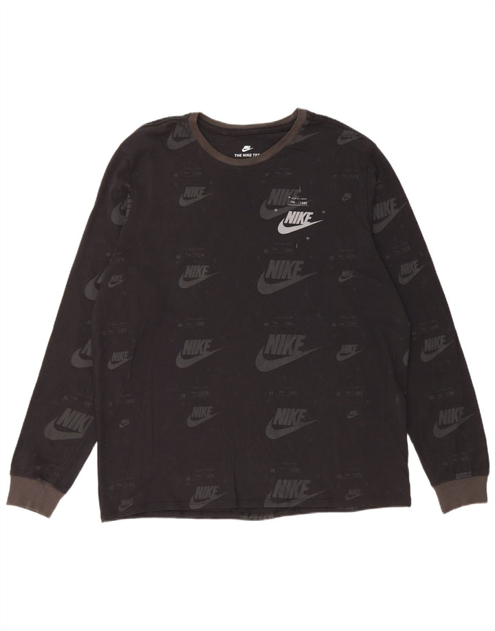 Мужской топ с рисунком Nike с длинным рукавом XL, черный хлопок