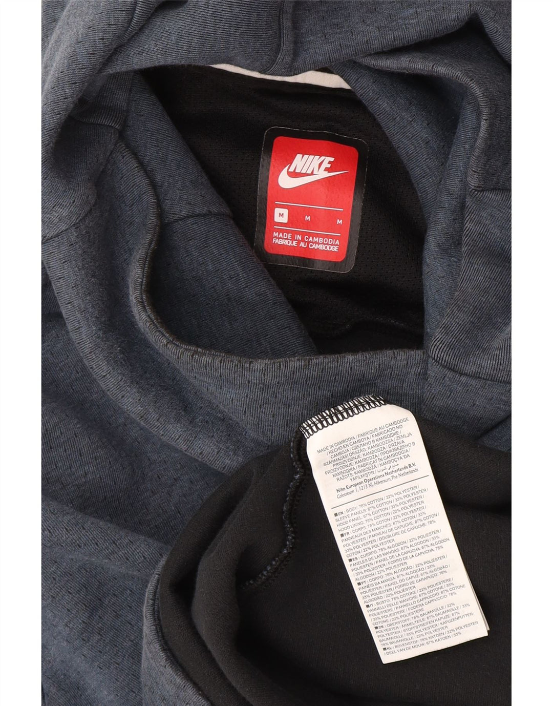 Мужской джемпер с капюшоном Nike среднего размера, темно-синий, хлопок