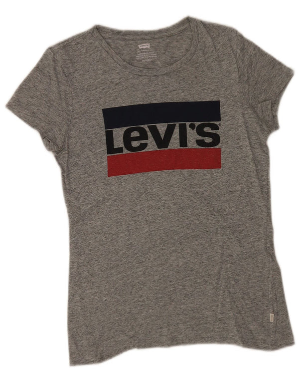 Женская футболка с рисунком Levi's Top UK 6 XS Серый хлопок с крапинками