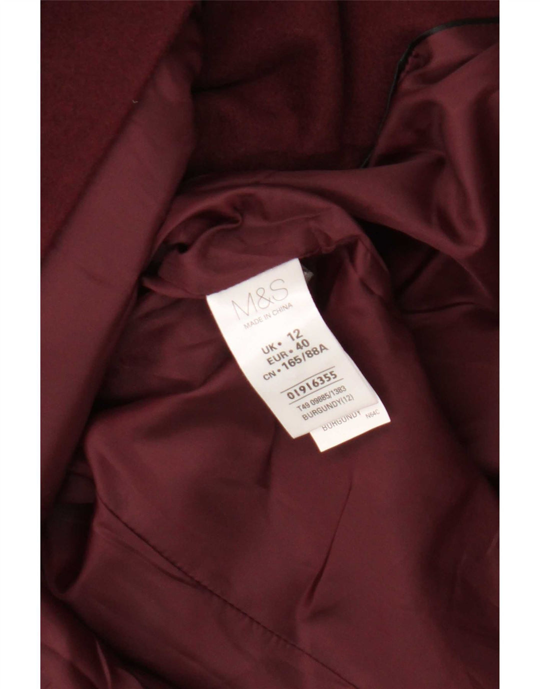 Женское пальто Marks & Spencer UK 12, средний бордовый полиэстер