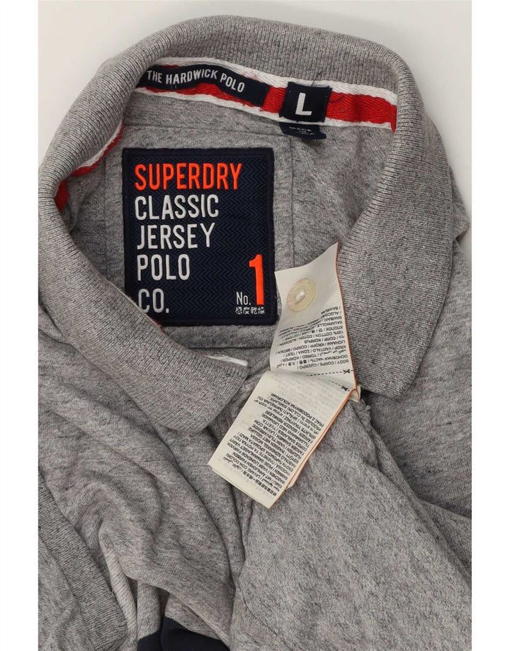Мужская рубашка-поло Superdry, хлопковая серая полоска большого размера