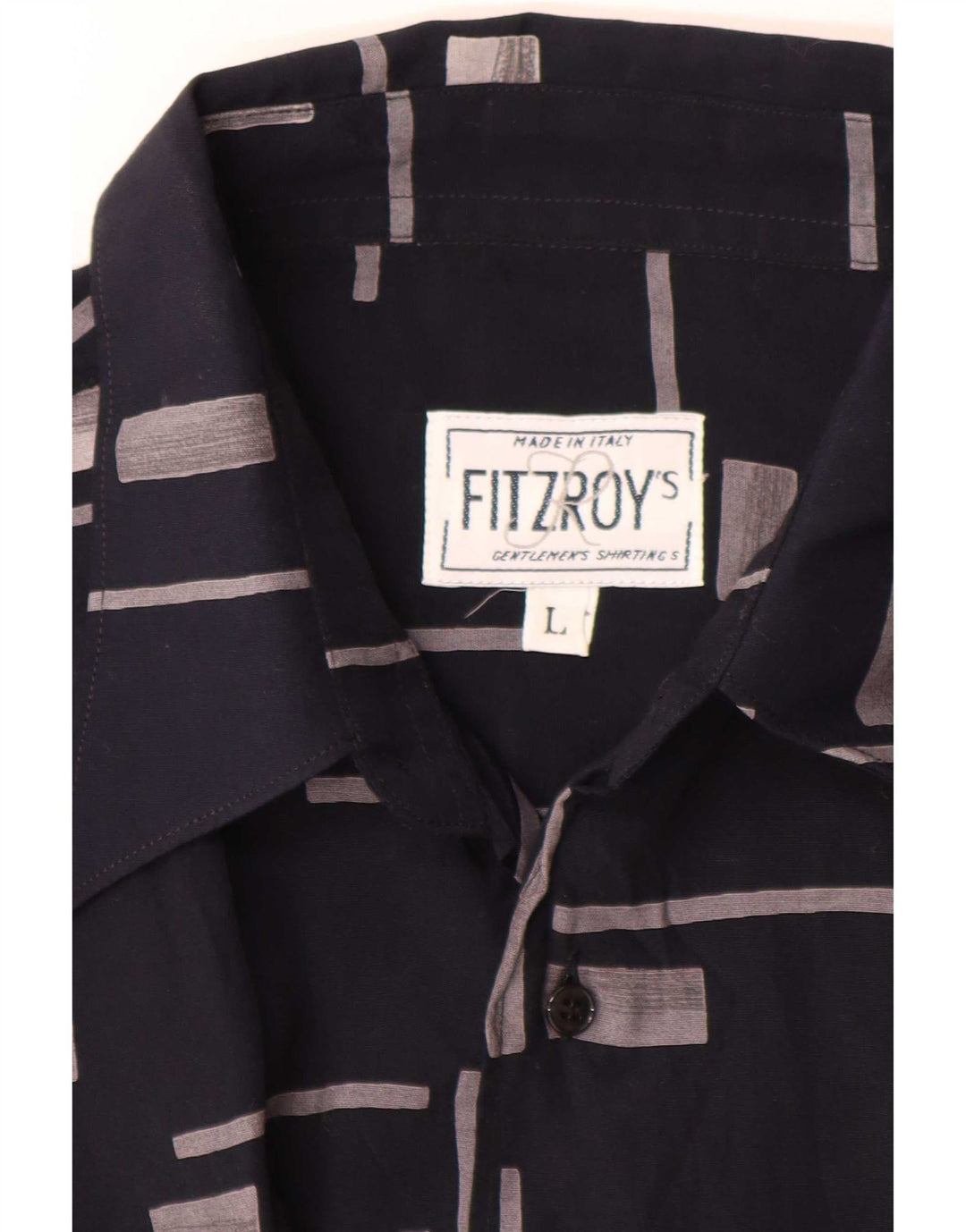 Мужская рубашка с коротким рукавом Fitzroy, большая, темно-синяя, с геометрическим рисунком