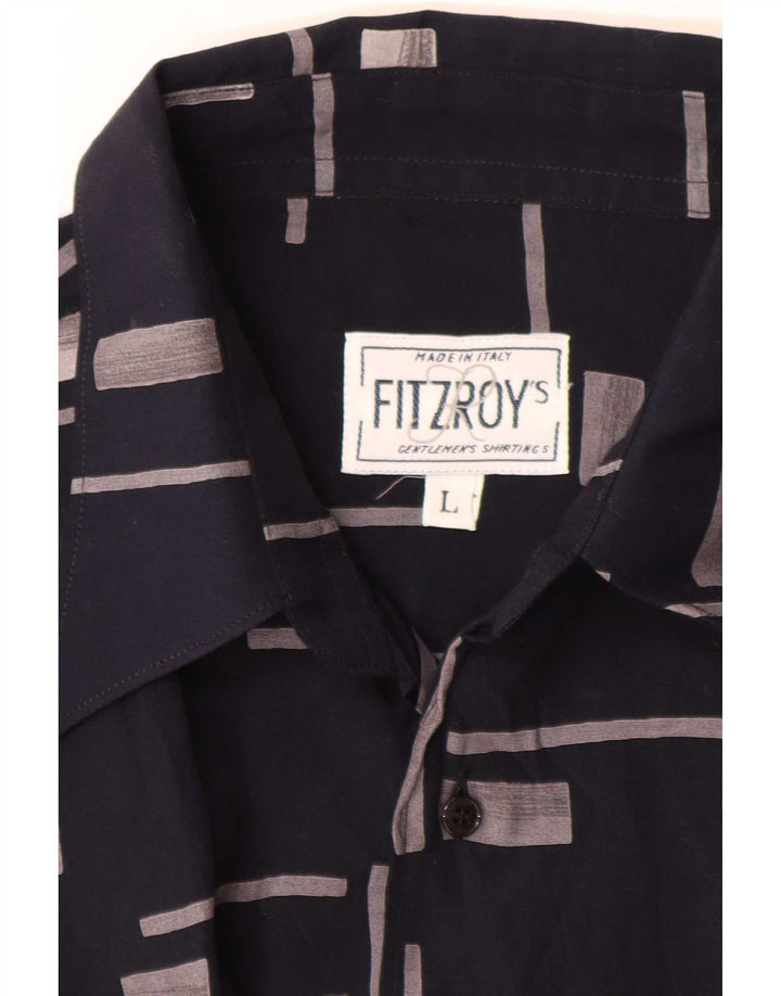 Мужская рубашка с коротким рукавом Fitzroy, большая, темно-синяя, с геометрическим рисунком