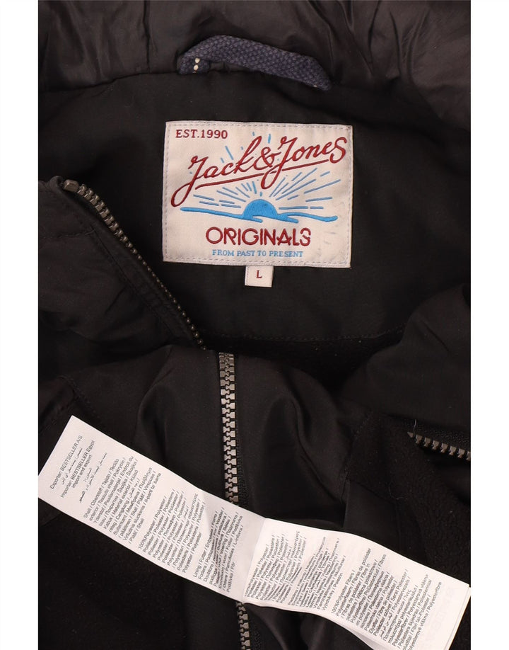 Мужская ветровка Jack & Jones с капюшоном UK 40, большая черная полиэстер