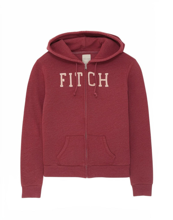 Женский свитер с капюшоном и молнией с графическим рисунком Abercrombie & Fitch UK 4 XS, бордовый