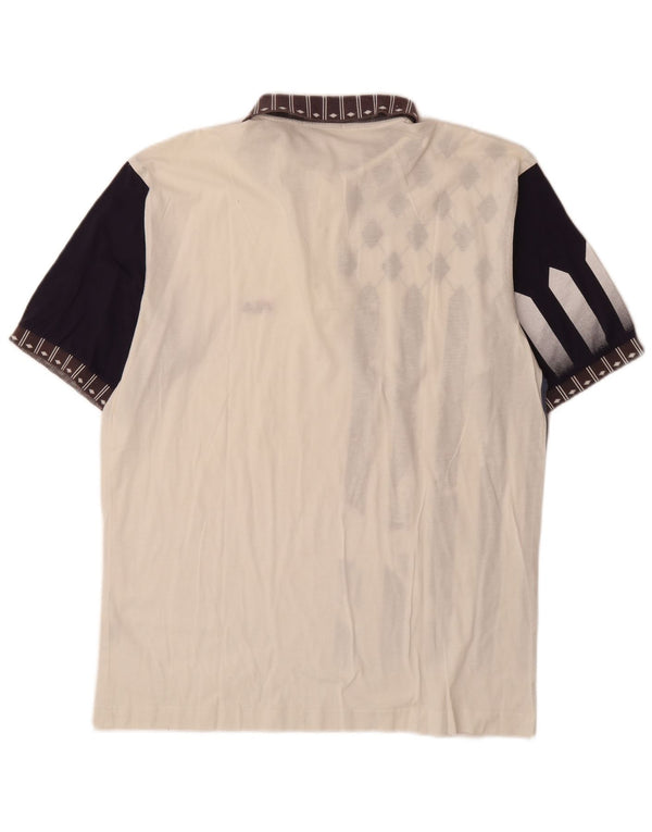 Мужская рубашка поло FILA IT 52, большая белая, хлопок с цветными блоками