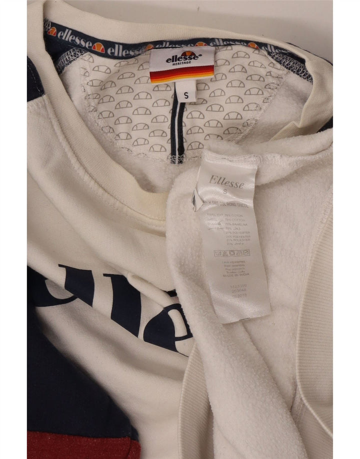 Ellesse Мужской свитшот с графическим рисунком, маленький белый хлопковый джемпер с цветными блоками