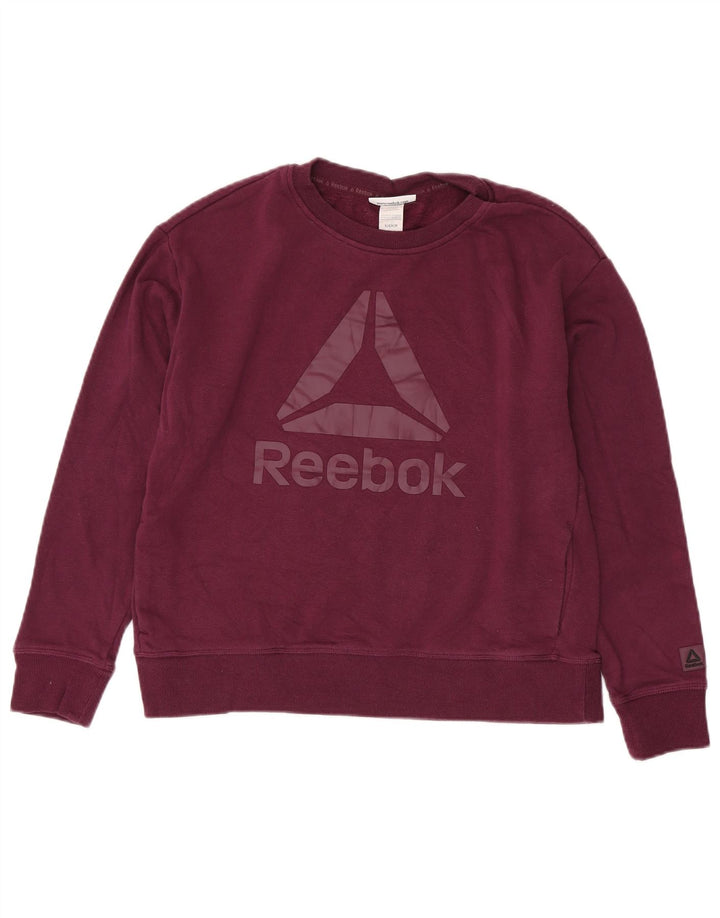 Женский джемпер оверсайз с рисунком Reebok, темно-бордовый хлопок, Великобритания, 10 шт.