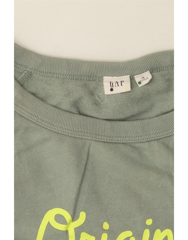 GAP Womens Graphic Sweatshirt Jumper UK 14 Medium Green Cotton Vintage Gap and Second-Hand Gap from Messina Hembry 