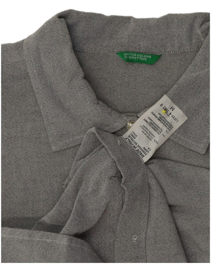 Женская рубашка с коротким рукавом Benetton UK 14, хлопок среднего серого цвета