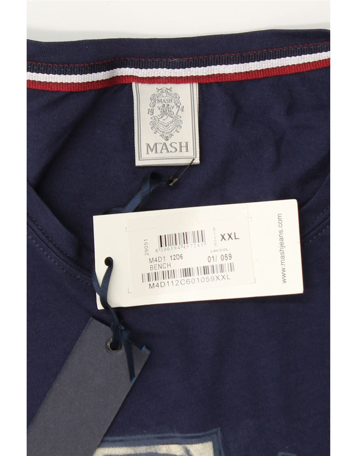 Мужская футболка с рисунком MASH, топ 2XL, темно-синий, хлопок