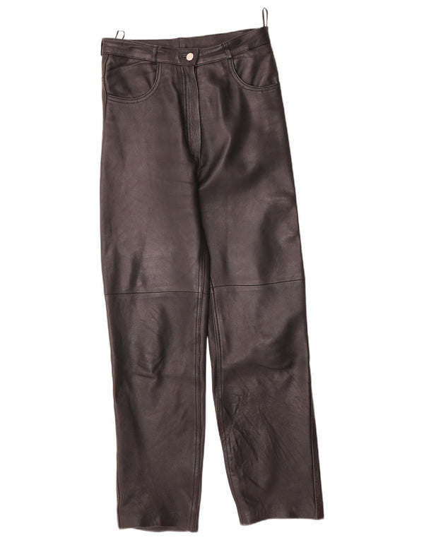 ВИНТАЖНЫЕ женские прямые брюки EU 40 Medium W28 L29 Черные кожаные