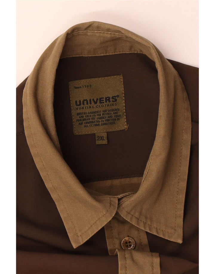 Мужская рубашка Univers 2XL коричневая, полиэстер с цветными блоками